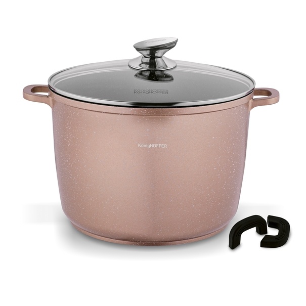 Garnek na indukcję wysoki Konighoffer Pollo Rose Gold 10 l i 2 nakładki