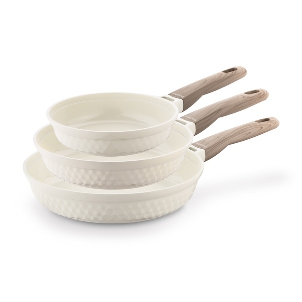 Komplet 3 patelni ceramicznych Konighoffer Rosti 20 24 28 cm kremowe