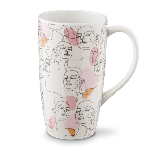 Kubek porcelanowy do kawy i herbaty Tadar Eli Twarze 600 ml