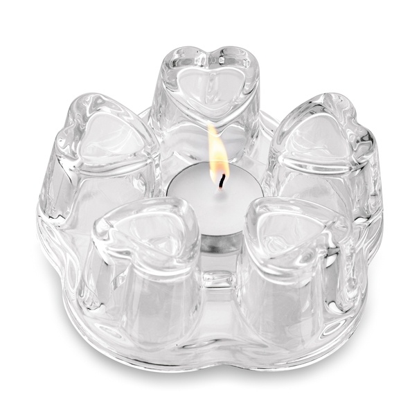 Podgrzewacz szklany do dzbanka na tealight Tadar Serduszka 14,2 x 5,3 cm