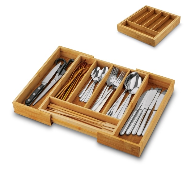 Wkład do szuflady na sztućce regulowany bambusowy Tadar 28,5-45 x 32 x 5 cm