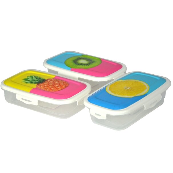 Pojemnik na owoce i warzywa Hega 1 l prostokątny mix wzor&oacute;w