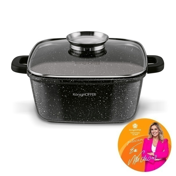 Garnek ceramiczny Konighoffer Kingstone 24 cm kwadratowy z aromatyzerem i 2 nakładki