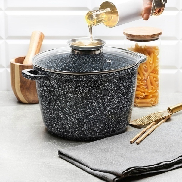 Garnek ceramiczny wysoki Konighoffer Kingstone 6,85 l okrągły z aromatyzerem i 2 nakładki