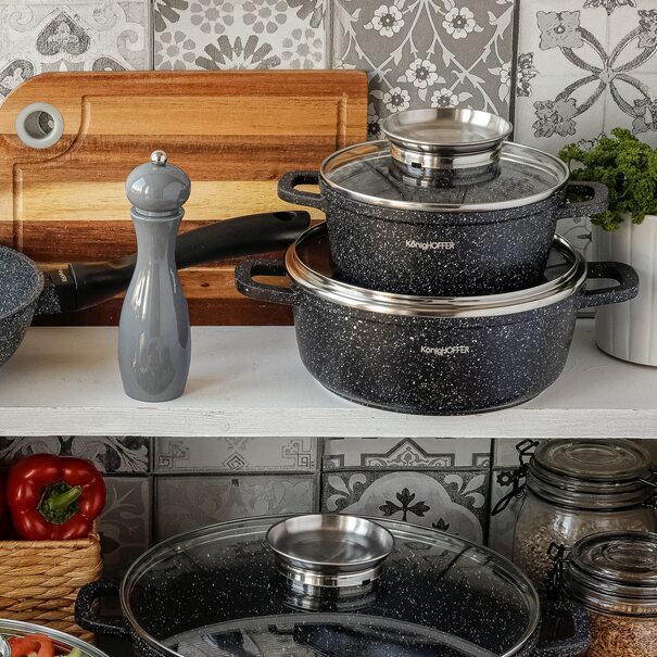 Garnek na indukcję z pokrywką Konighoffer Pollo Black 1,2 l