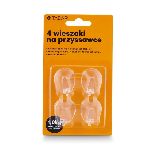 Komplet 4 wieszak&oacute;w samoprzylepnych Tadar 2,5 x 3,5 cm transparentne
