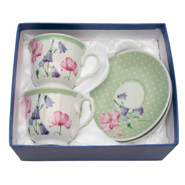 Komplet dw&oacute;ch filiżanek do kawy ze spodkami Tadar Bella Feguro Fiori 250 ml