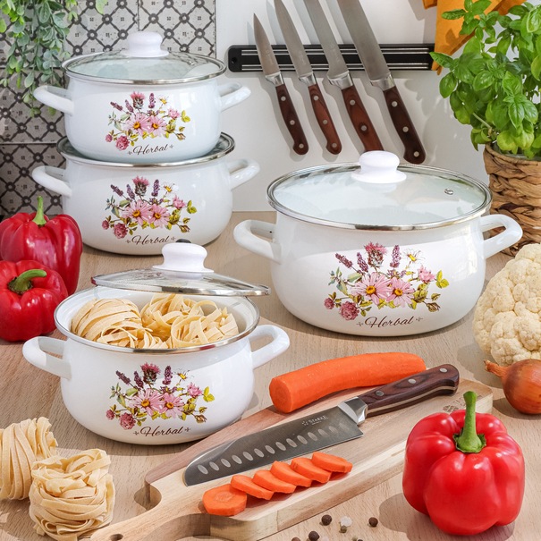 Komplet garnk&oacute;w emaliowanych Tadar Herbal 8 element&oacute;w