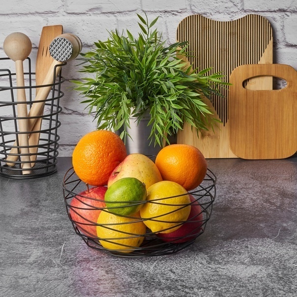 Koszyk na owoce Tadar Geo 24 x 24 x 10,5 cm czarny