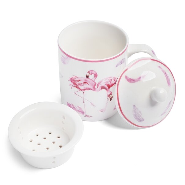 Kubek porcelanowy z zaparzaczem Tadar Flamingo 330 ml