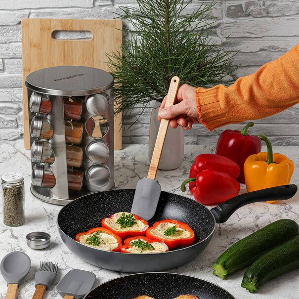 Patelnia na indukcję nieprzywierająca Tadar Amarantina Grey Marble 28 cm