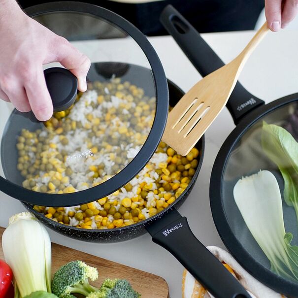 Patelnia na indukcję non-stick z pokrywką Starke Pro Sirius 24 cm głęboka