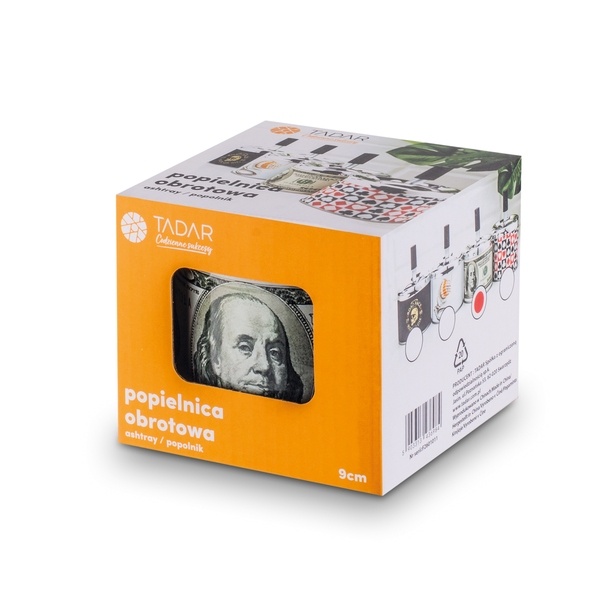 Popielniczka obrotowa zamykana Tadar Dolar 9,5 x 12,5 cm okrągła