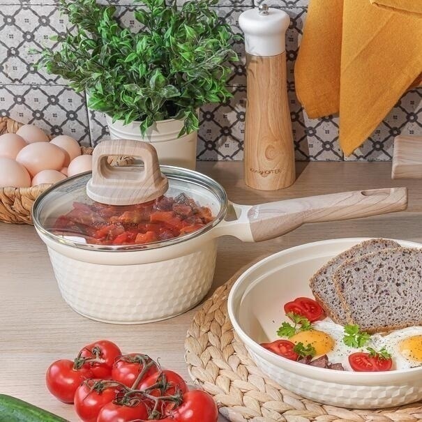 Rondel z powłoką ceramiczną na indukcję Konighoffer Rosti 18 cm 1,7 l kremowy