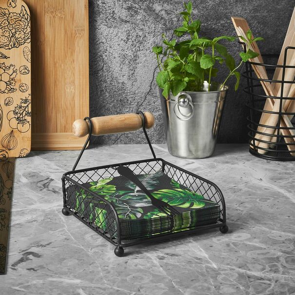 Serwetnik metalowy Tadar Rustiko 18 x 21 x 13 cm czarny