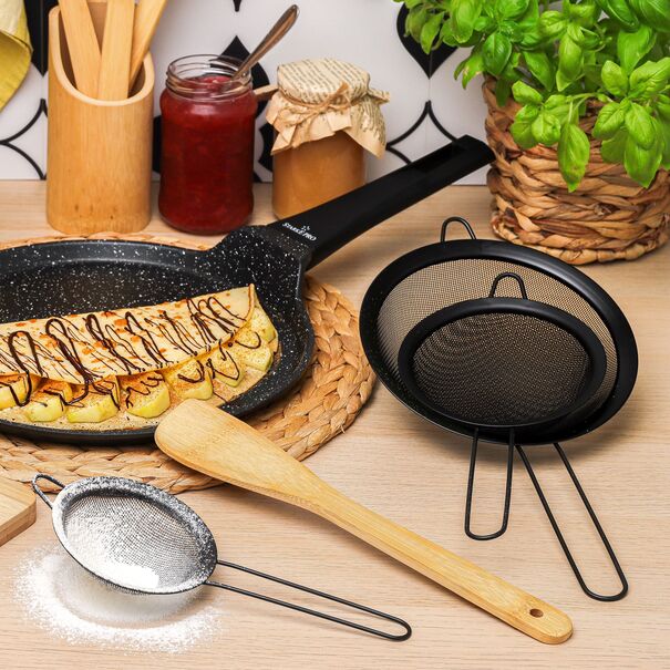 Sitka kuchenne metalowe z rączką Konighoffer Dark 10 cm 13 cm 18 cm czarne