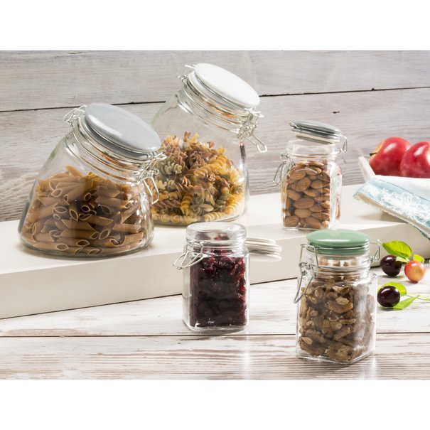 Szklany słoik z klipsem i ceramiczną pokrywką miętową Tadar 250 ml
