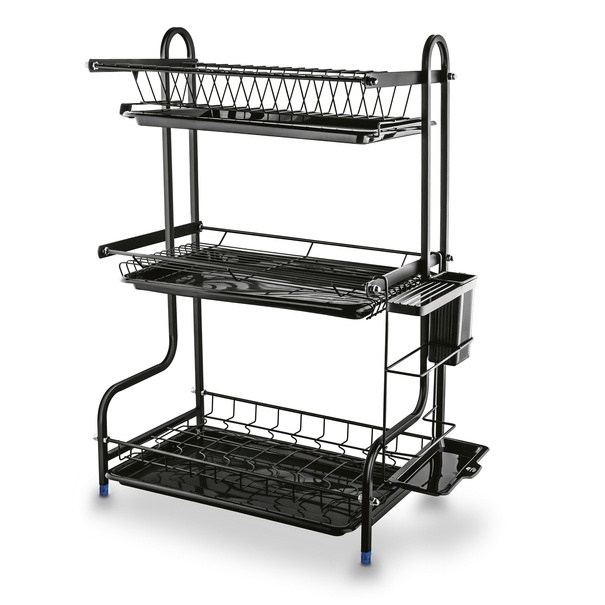 Suszarka do naczyń 3 poziomowa Konighoffer 52,5 x 26 x 65,3 cm czarna