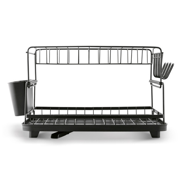 Suszarka do naczyń dwupoziomowa z ociekaczem Konighoffer 48 x 30 x 26 cm czarna
