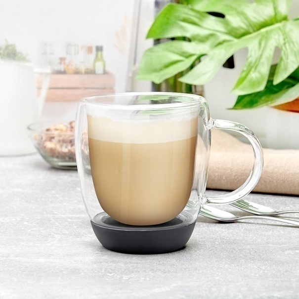 Szklanki termiczne do kawy z silikonowym dnem Konighoffer Garet 330 ml 2 szt. czarne