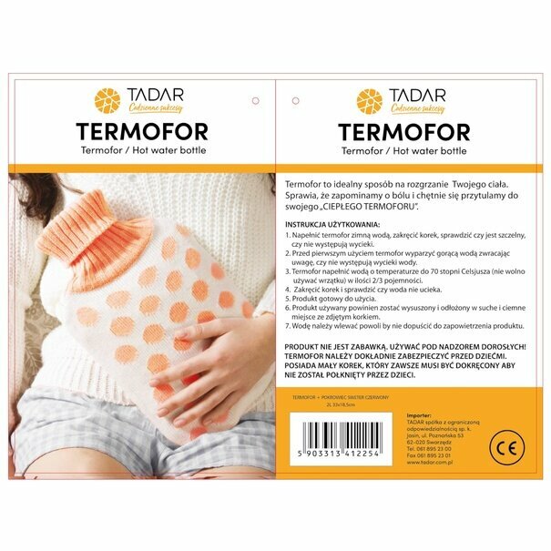 Termofor i pokrowiec Tadar Pies Mops 1,5 l 33 x 18,5 cm