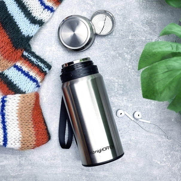 Termos pr&oacute;żniowy ze stali nierdzewnej z sitkiem Konighoffer Adventure 500 ml