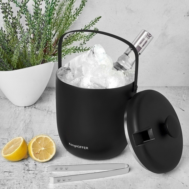 Wiaderko do lodu ze szczypcami Konighoffer Oris 2,8 l czarne