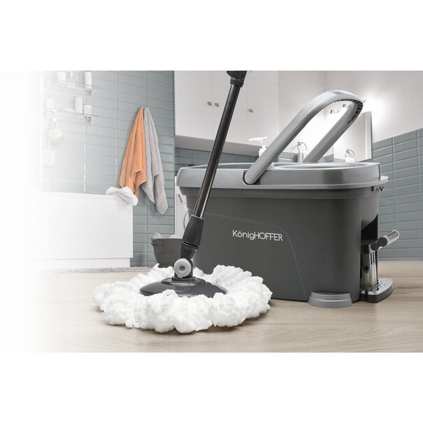 Wiadro plastikowe z pedałem i mop obrotowy KonigHOFFER Clean It +zapas