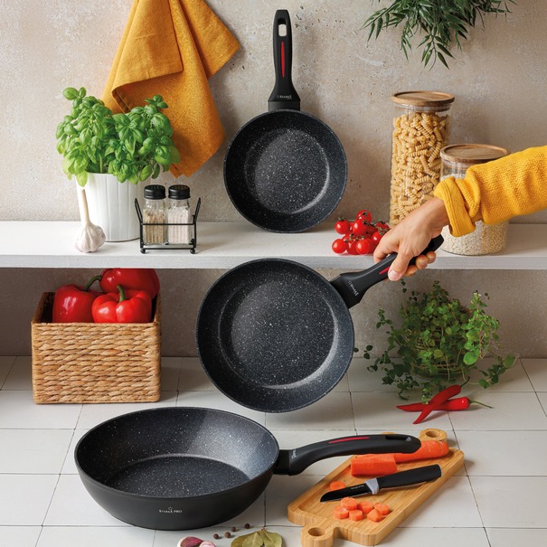 Zestaw 3 patelni ceramicznych głębokich Starke Pro Piccante 20 cm 24 cm 28 cm