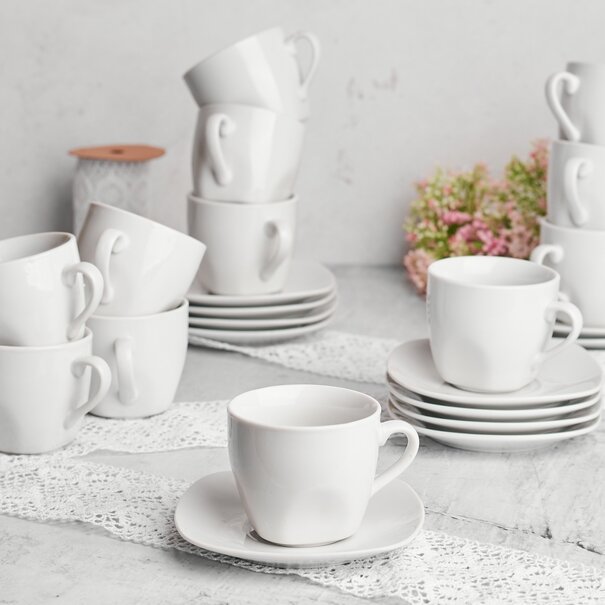Filiżanki do kawy porcelanowe ze spodkami Tadar 24 elementy białe