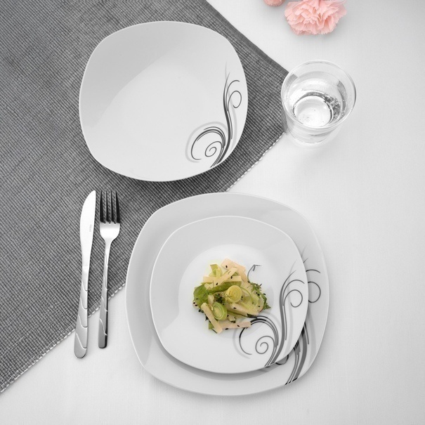 Zestaw kwadratowych talerzy porcelanowych Tadar Dolce Vita 18 element&oacute;w