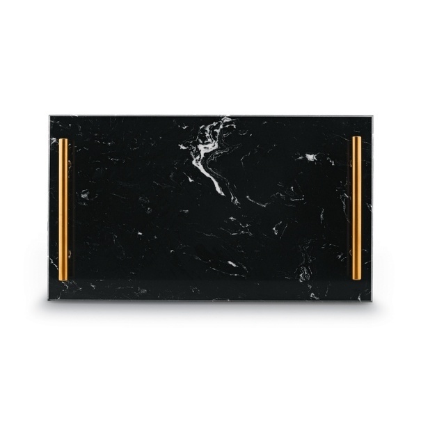 Deska do serwowania przekąsek marmurowa z uchwytami Starke Pro 35 x 20 cm czarna