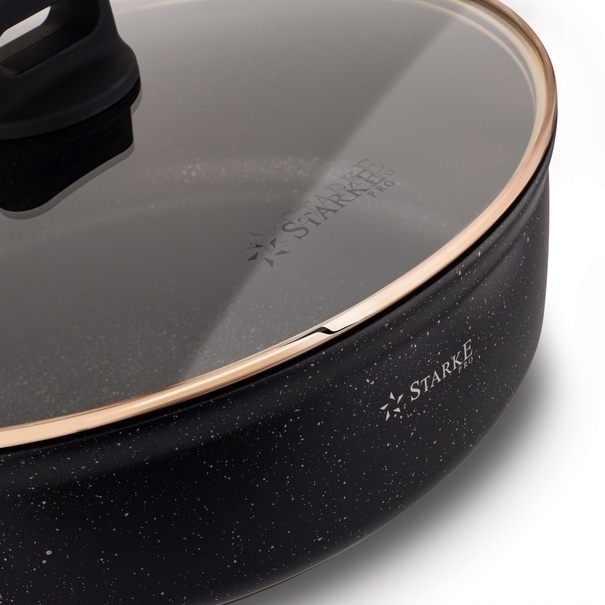Patelnia głęboka na indukcję z pokrywką Starke Pro Starlet Black 28 x 8 cm