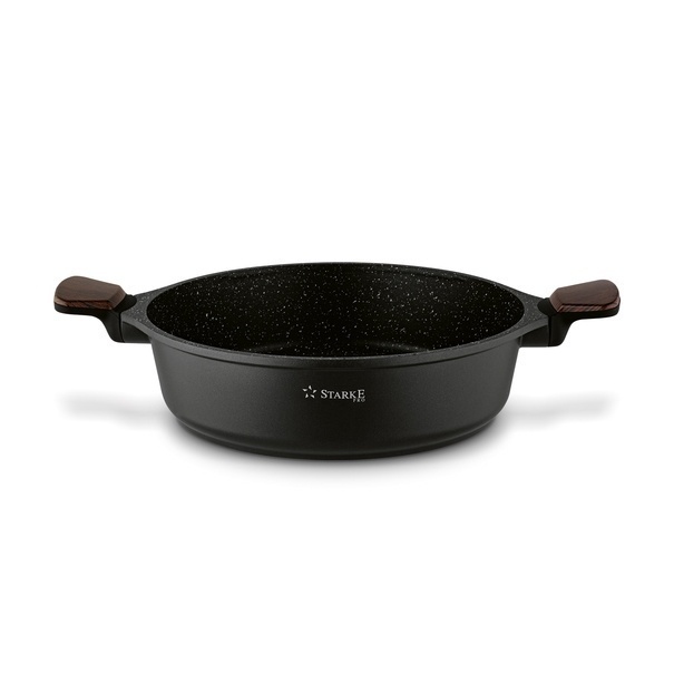 Patelnia marmurowa na indukcję z pokrywką kr&oacute;tkie uchwyty Starke Pro Redwood 28 cm