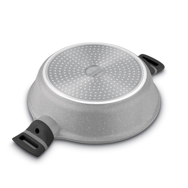 Patelnia na indukcję marmurowa z pokrywką kr&oacute;tkie uchwyty Starke Pro Musse Grey 28 cm