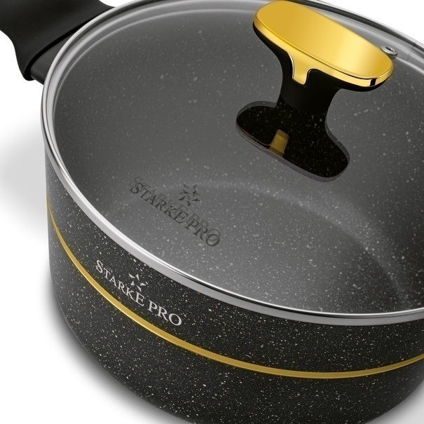 Zestaw garnk&oacute;w na indukcję Starke Pro Golden Marble 10 element&oacute;w