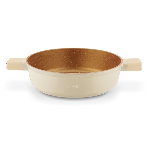 Patelnia kr&oacute;tkie uchwyty z pokrywką Starke Pro Starlet Beige 28x8 cm