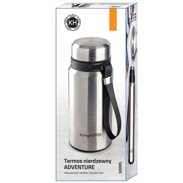 Termos pr&oacute;żniowy ze stali nierdzewnej z sitkiem Konighoffer Adventure 500 ml