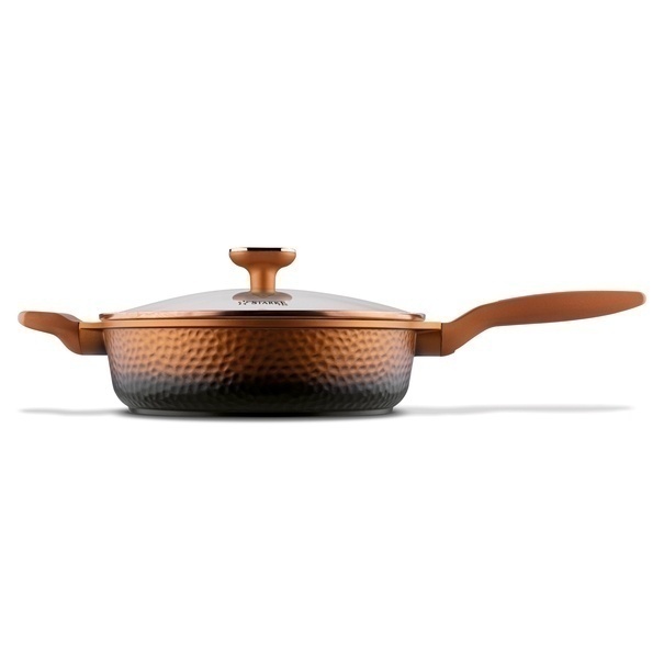Zestaw garnk&oacute;w na indukcję Starke Pro Texture Copper 10 element&oacute;w i 3 noże Toshiro