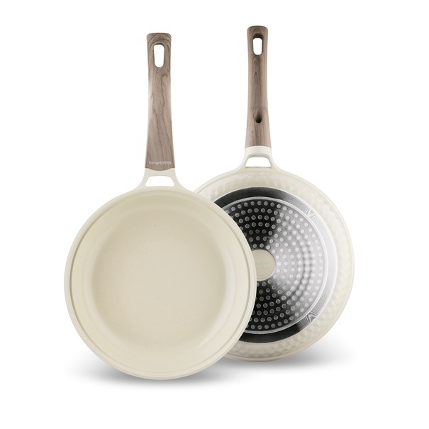 Komplet 3 patelni ceramicznych Konighoffer Rosti 20 24 28 cm kremowe