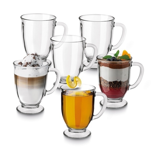 Kubki szklane Tadar Carlo 450 ml 6 sztuk i 6 zaparzaczy do herbaty