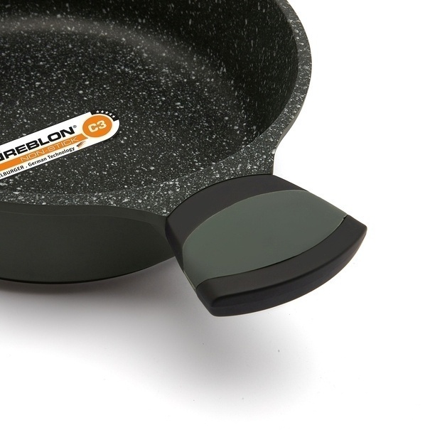 Patelnia na indukcję marmurowa z pokrywką Starke Pro Viridi 24 cm głęboka
