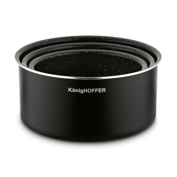 Zestaw garnk&oacute;w z odpinaną rączką Konighoffer Spinel Black 4 elementy bez indukcji