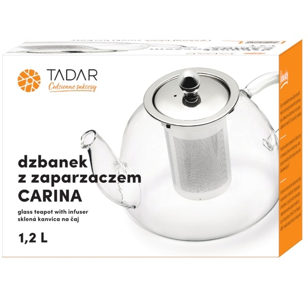 Dzbanek z zaparzaczem Tadar Carina szklany 1,2 l