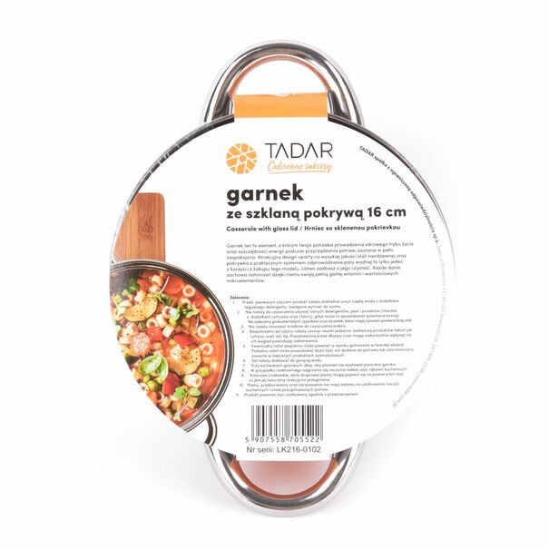 Garnek ze stali nierdzewnej Tadar Cori 16 cm z pokrywką