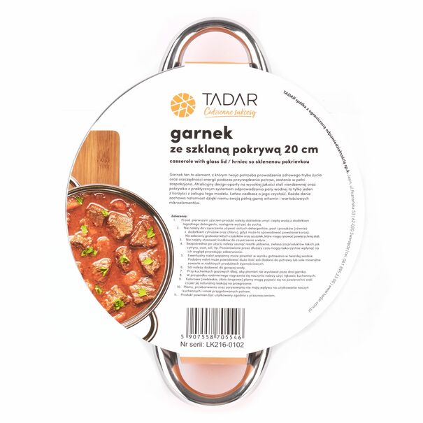 Garnek ze stali nierdzewnej Tadar Cori 20 cm z pokrywką