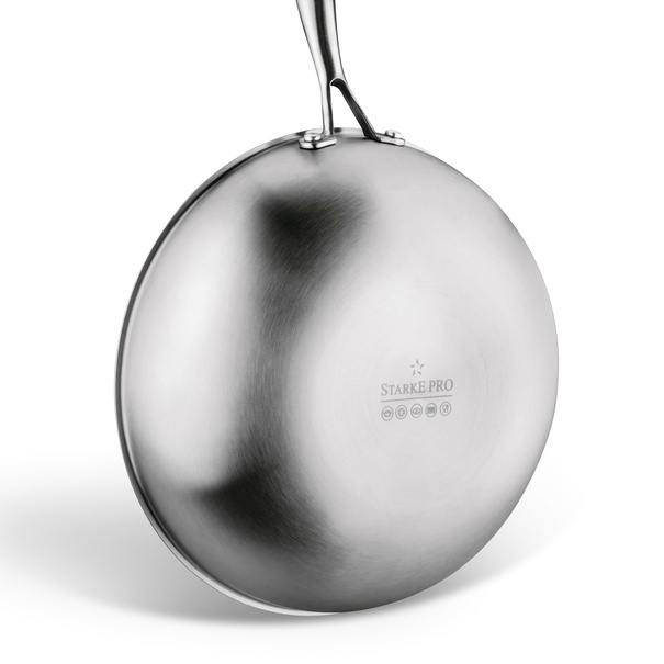 Wok nierdzewny Starke Pro Linesta Steel 30 x 9 cm z pokrywką
