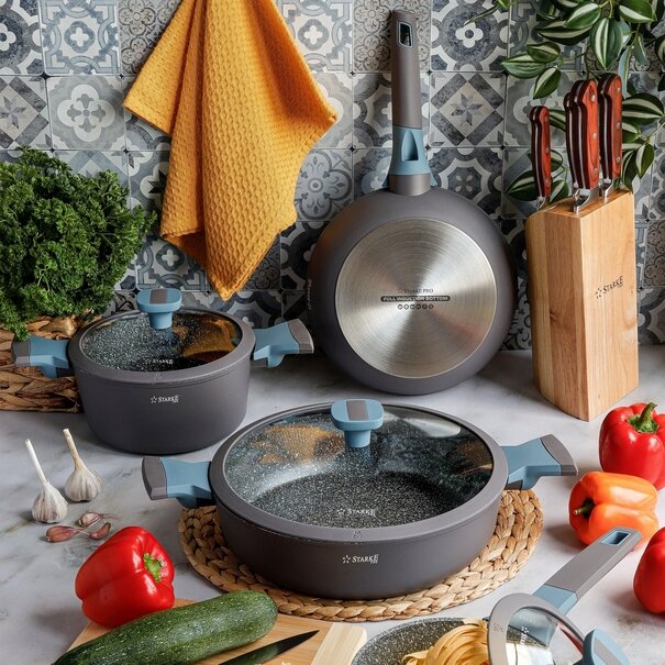 Garnek na indukcję marmurowy z pokrywką Starke Pro Luxury Grey 1,7 l