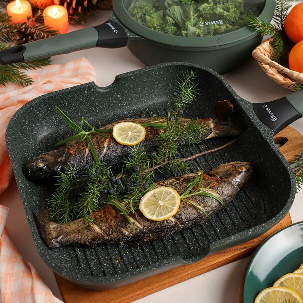 Patelnia grillowa marmurowa na indukcję Starke Pro Viridi 28 cm