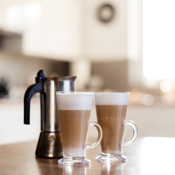 Zestaw 6 szklanek Tadar Caffee Latte 250 ml i 6 złotych łyżeczek koktajlowych